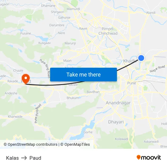 कलास to पौड map