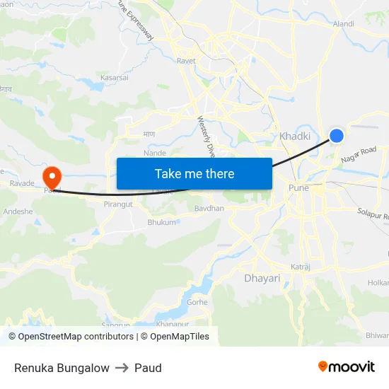रेणुका बंगलो to पौड map