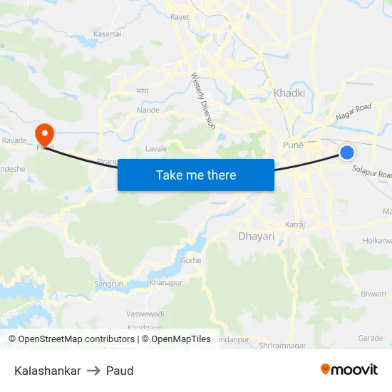 कलाशंकर to पौड map