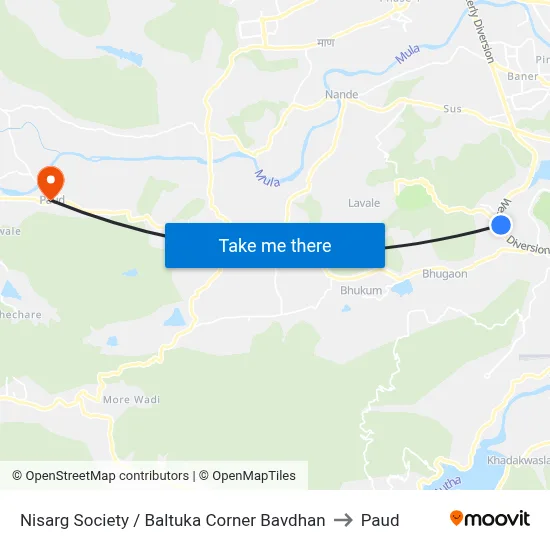 निसर्ग सोसायटी / बाल्टुका कॉर्नर बावधन to पौड map
