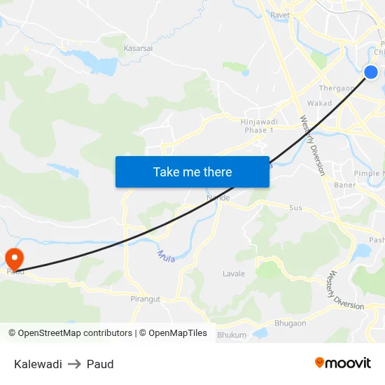 कालेवाड़ी to पौड map