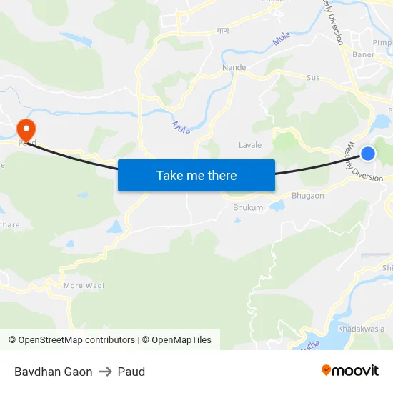 बावधन गाव to पौड map