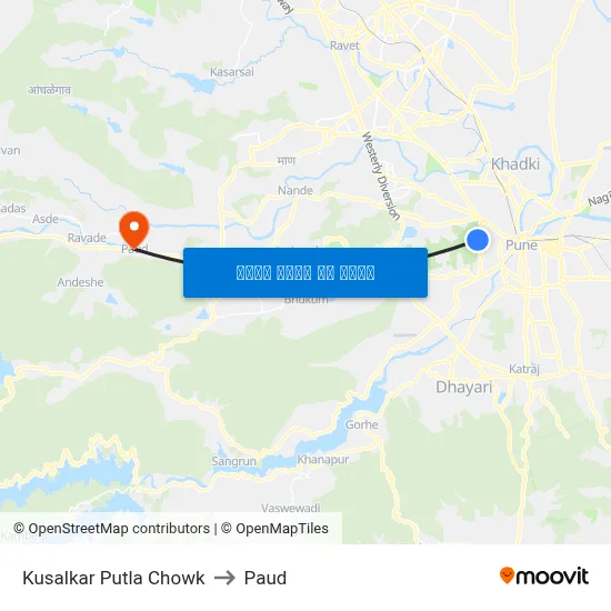 कुसळकर पुतळा चौक to पौड map