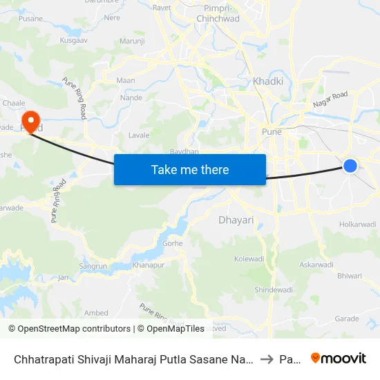 छत्रपति शिवाजी महाराज पुतला ससाणे नगर to पौड map
