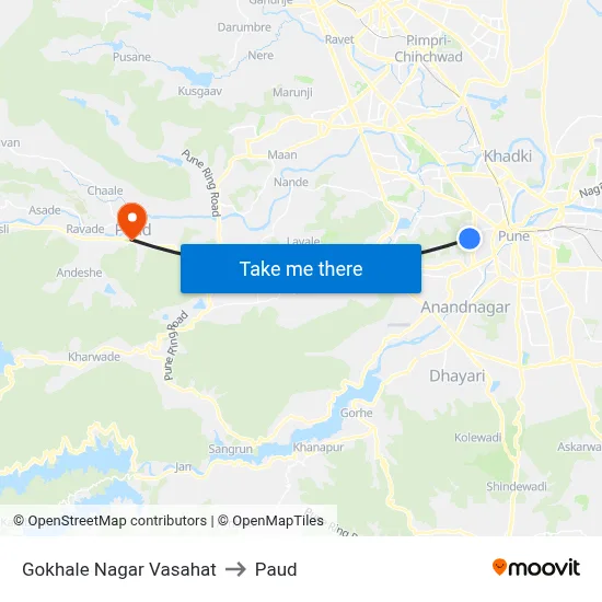गोखले नगर वसाहत to पौड map