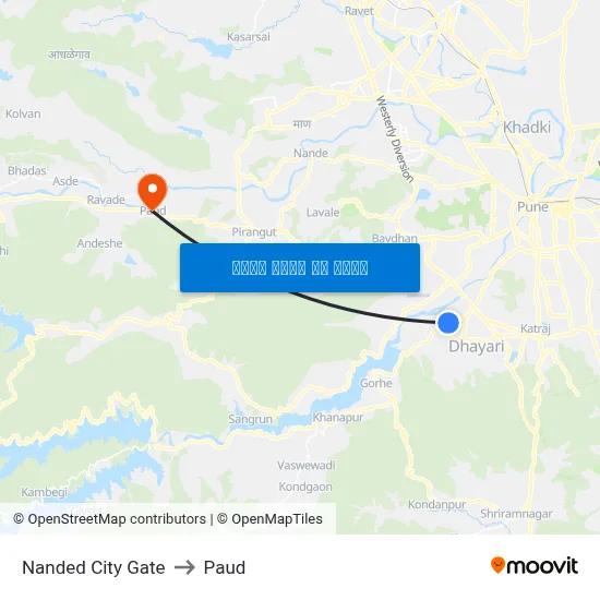 नांदेड सिटी गेट to पौड map