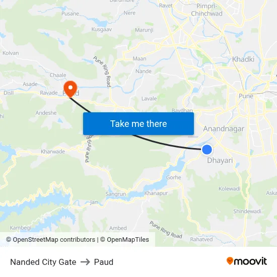 नांदेड सिटी गेट to पौड map