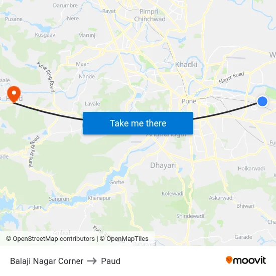 बालाजी नगर कॉर्नर to पौड map