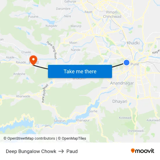 डीप बंगलो चौक to पौड map