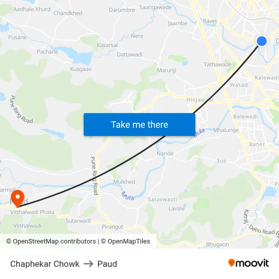 चाफेकर चौक to पौड map