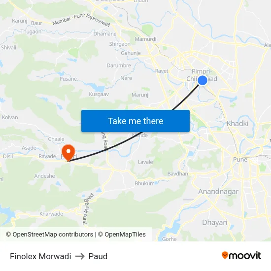 फिनोलेक्स मोरवाडी to पौड map