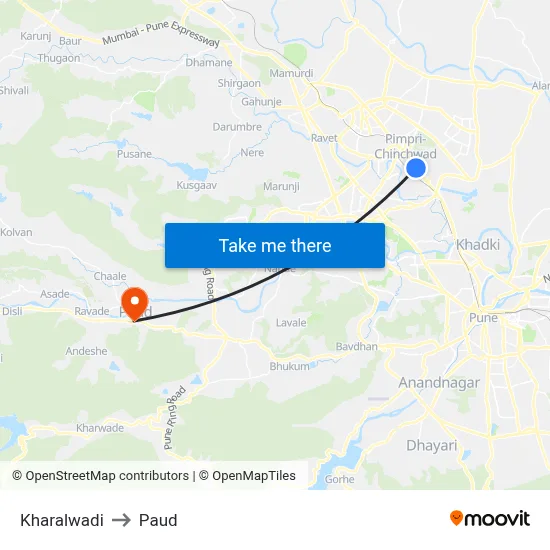 खरालवाड़ी to पौड map