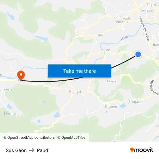 सूस गाव to पौड map