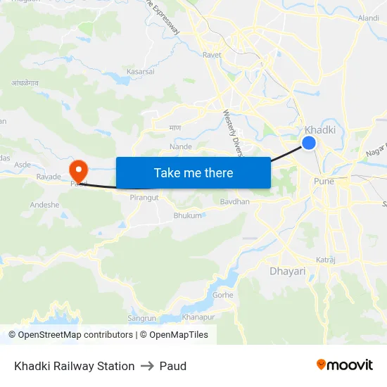 खड़की रेलवे स्टेशन to पौड map