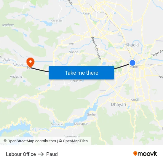 श्रम कार्यालय to पौड map
