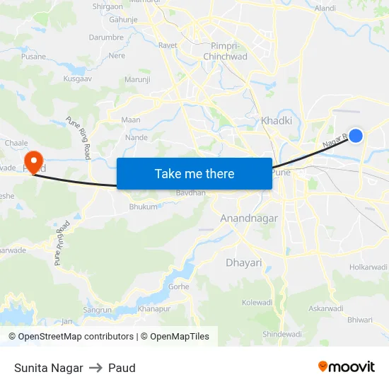 सुनीता नगर to पौड map