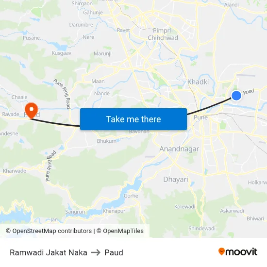 रामवाडी जकात नाका to पौड map