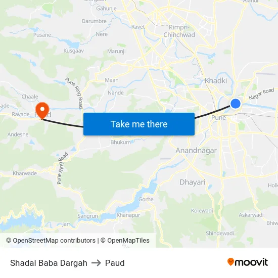शादल बाबा दरगाह to पौड map