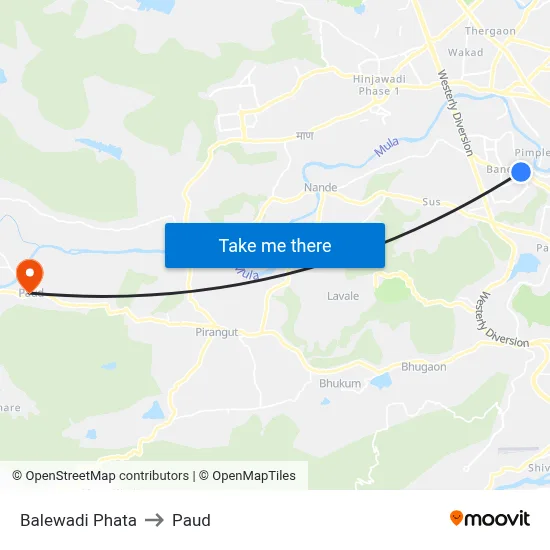 बालेवाड़ी फाटा to पौड map