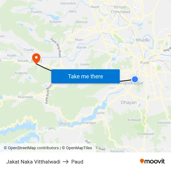 जकात नाका विठ्ठलवाड़ी to पौड map