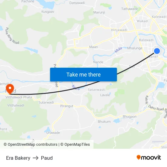 एरा बेकरी to पौड map