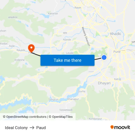 आदर्श कॉलोनी to पौड map