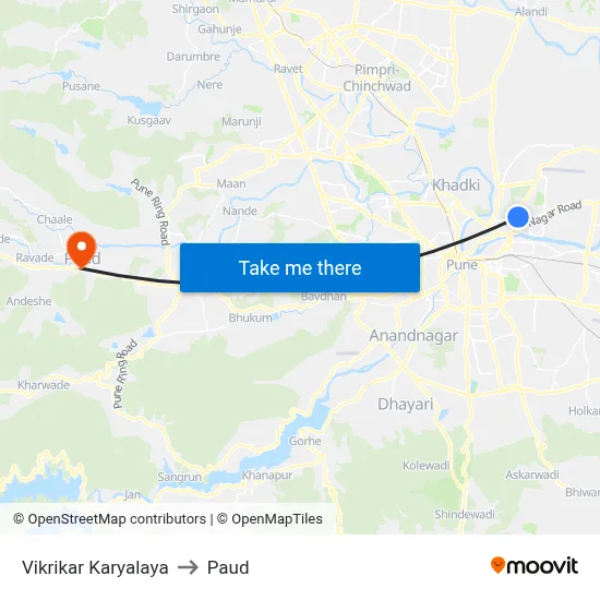 विक्रीकर कार्यालय to पौड map