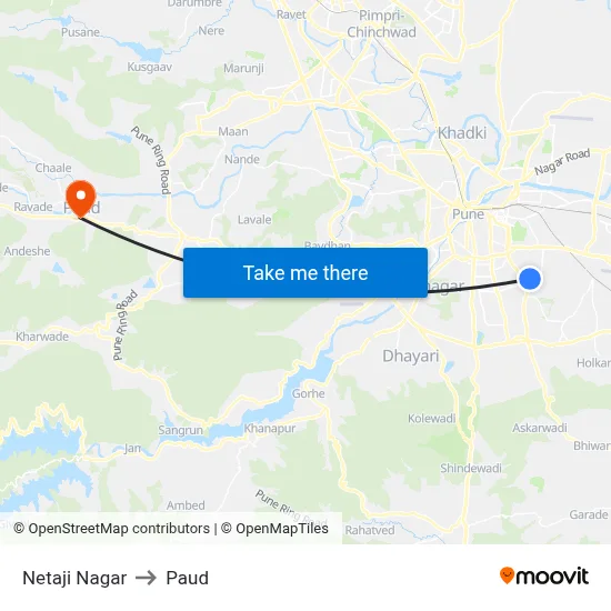 नेताजी नगर to पौड map