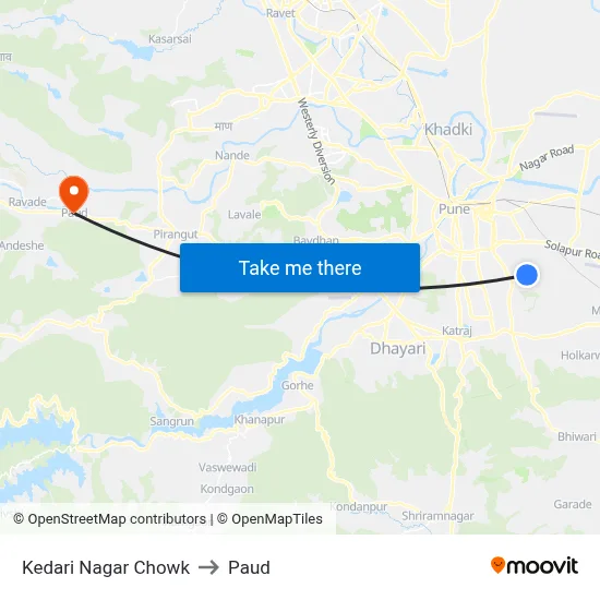 केदारी नगर चौक to पौड map