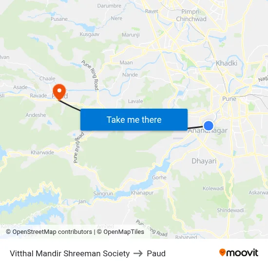विठ्ठल मंदिर श्रीमान सोसाइटी to पौड map