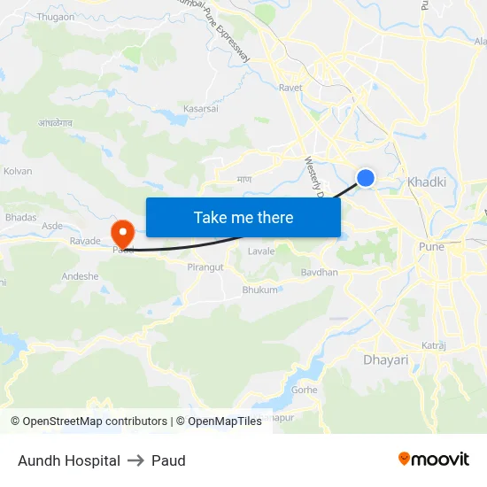 आंध हॉस्पिटल to पौड map