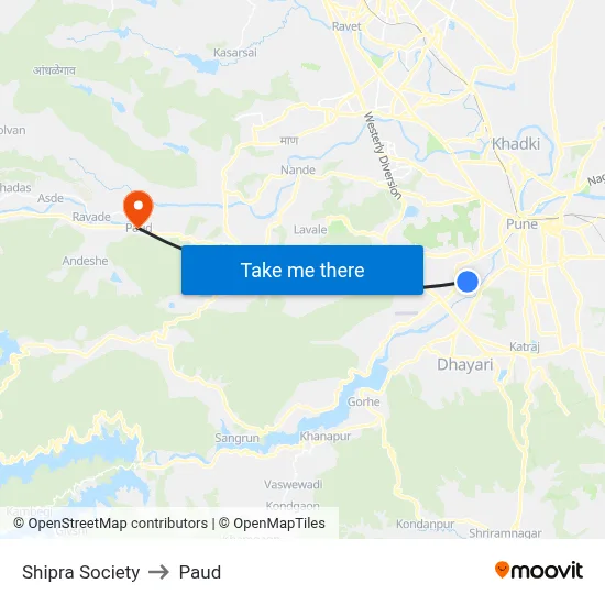 शिप्रा सोसाइटी to पौड map