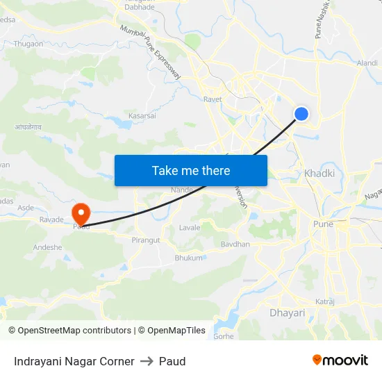 इंद्रायणी नगर कॉर्नर to पौड map