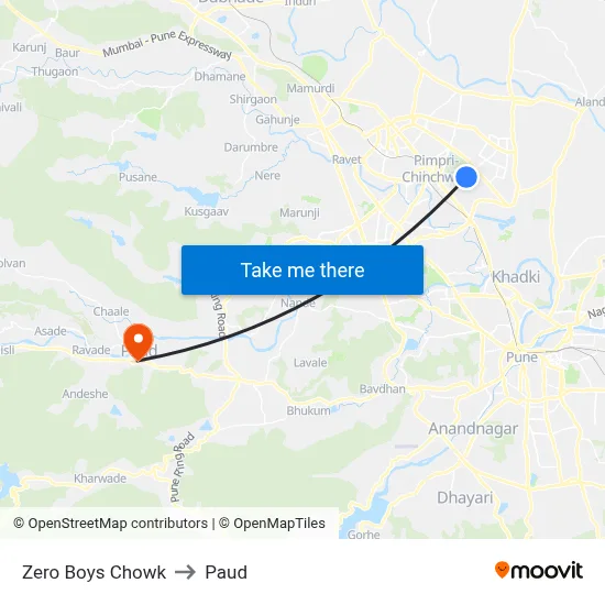 जीरो बॉयज चौक to पौड map