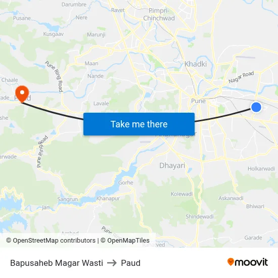 बापूसाहेब मगर वस्ती to पौड map