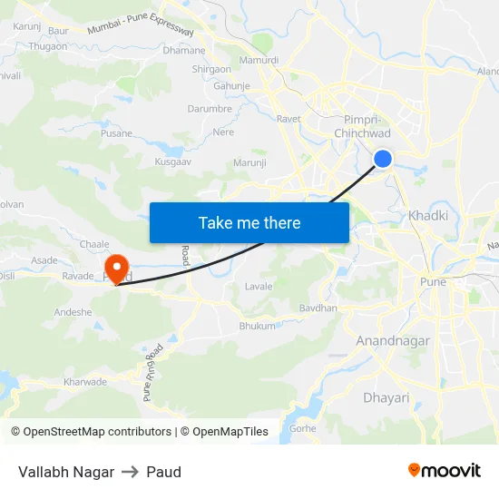 वल्लभ नगर to पौड map