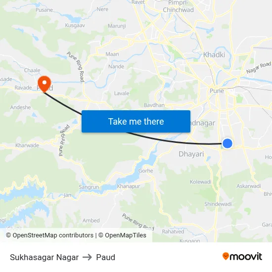 सुखसागर नगर to पौड map