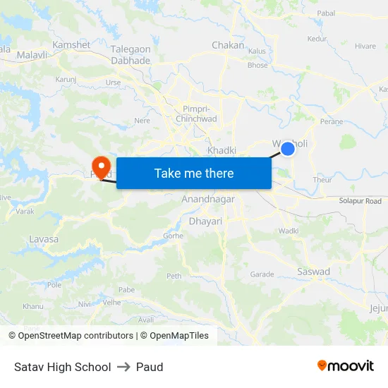 सातव हाई स्कूल to पौड map