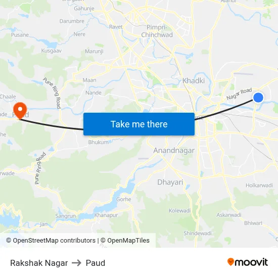 रक्षक नगर to पौड map