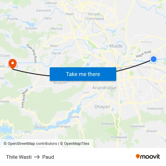 ठिते वस्ती to पौड map