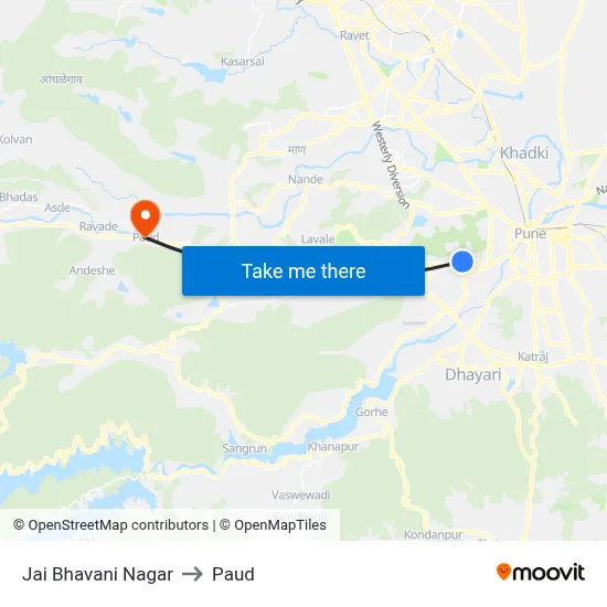 जय भवानी नगर to पौड map