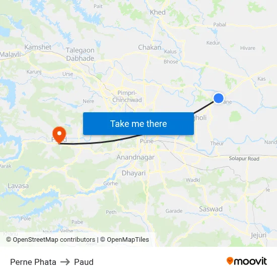 पेर्ने फाटा to पौड map