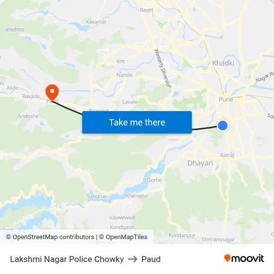 लक्ष्मी नगर पुलिस चौकी to पौड map