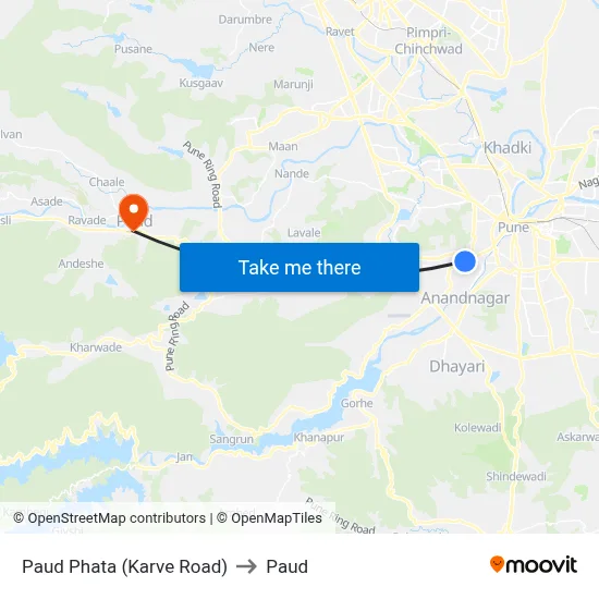 पौड फाटा (कर्वे रोड) to पौड map