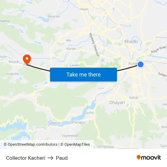 कलेक्टर कचेरी to पौड map