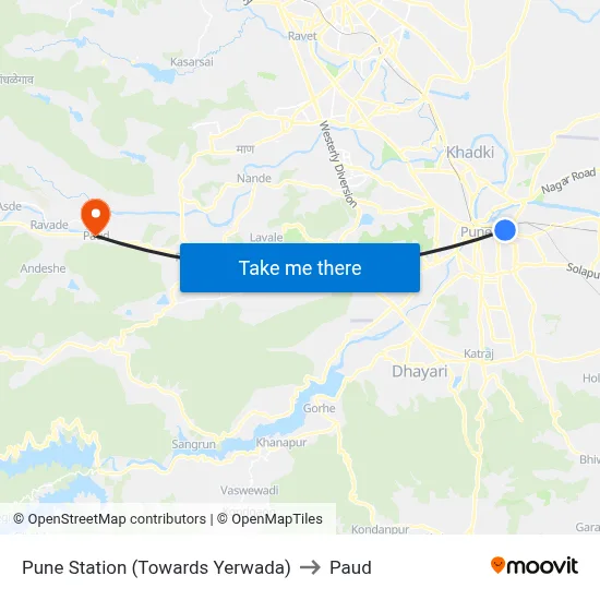 पुणे स्टेशन (येरवडा की ओर) to पौड map
