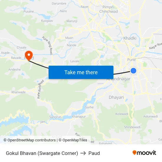गोकुल भवन (स्वारगेट कॉर्नर) to पौड map