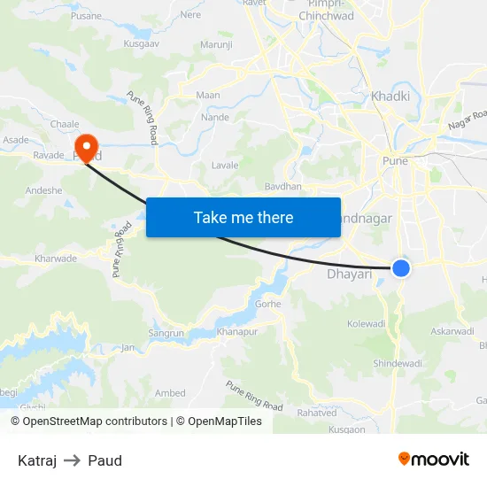 कात्रज to पौड map