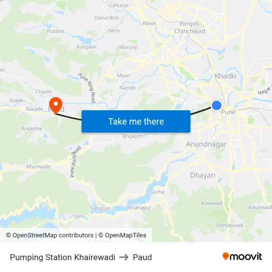 पंपिंग स्टेशन खैरेवाड़ी to पौड map
