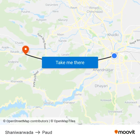 शनिवारवाडा to पौड map